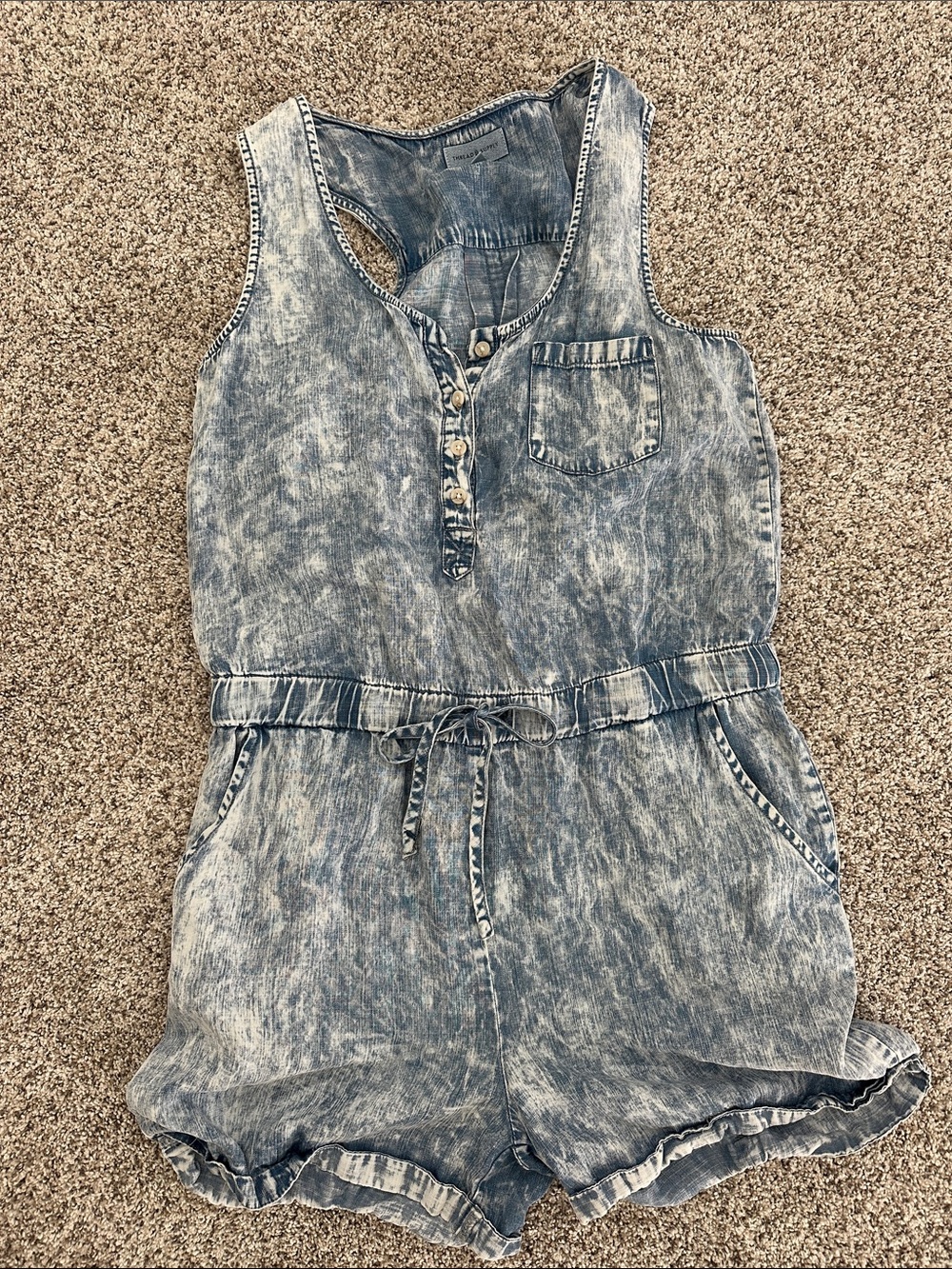 Vici Blue Mineral Wash Denim Romper